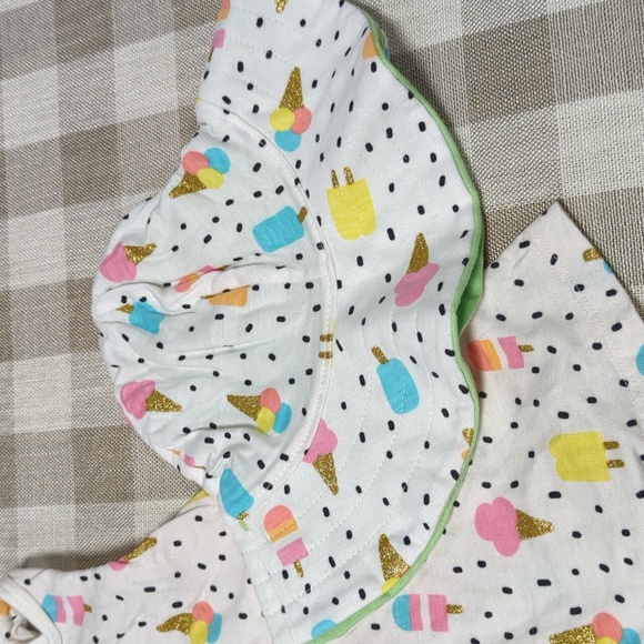 3/$12 3-6M Gerber summer dress, hat, and bloomers set with Ice cream pattern - Picture 3 of 4